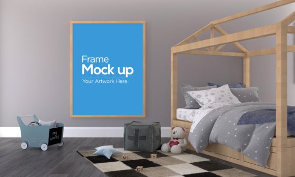 Download Kids Photo Frame Mockup in Bedroom - Photo Collection
