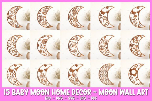 Download 15 Moon Wall Art SVG, Baby Room Decor - Art Collection