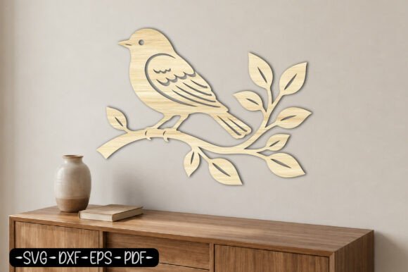 Download Bird on Branch Laser Cut SVG Wall Art - Art Collection