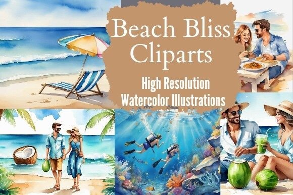 Download Ocean Bliss: Set of 12 Cliparts - Art Collection