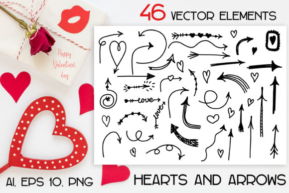 Download Vector Doodle Hearts and Arrows Bundle a - Art Collection
